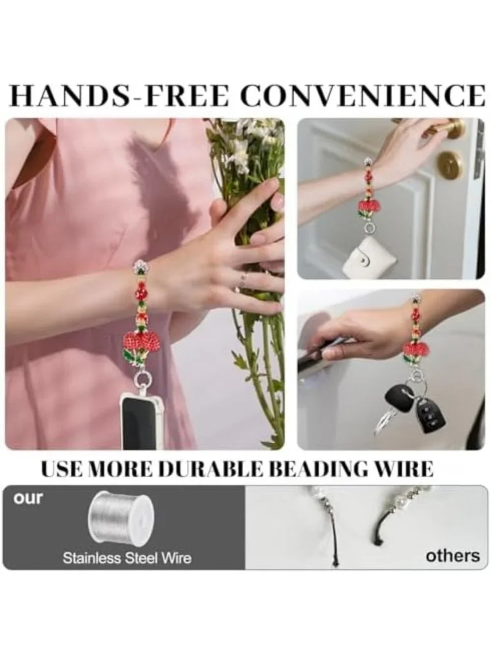Luxurious Jeweled Phone Charms Wrist Strap | Stylish Accessory for Phones